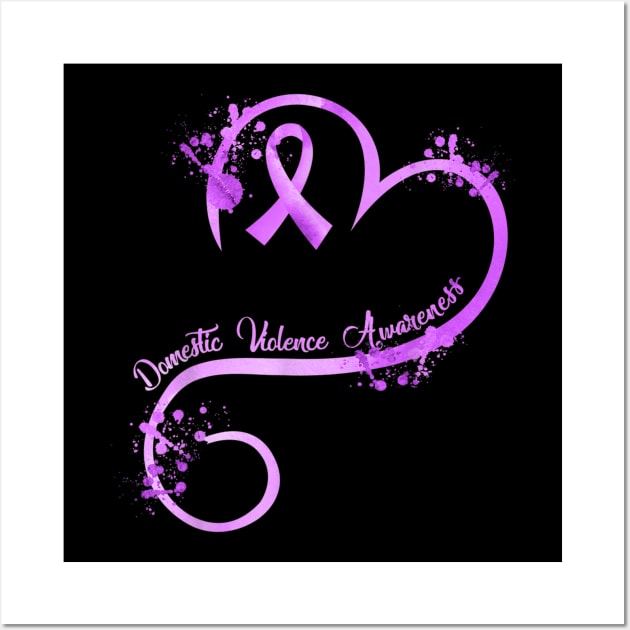 Womens Heart Ribbon Domestic Violence Awareness Wall Art by Ortizhw